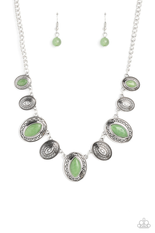 Textured Trailblazer - Green Necklace