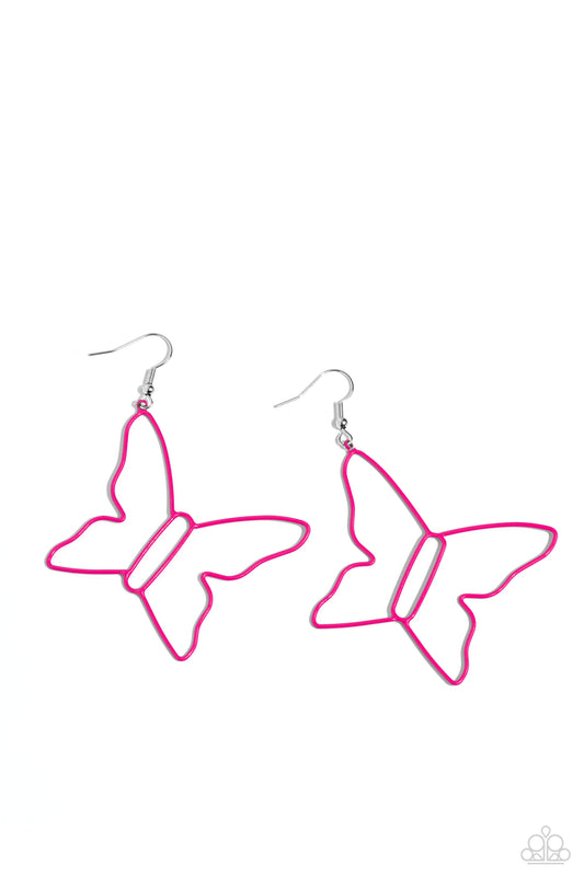 Soaring Silhouettes - Pink Earrings