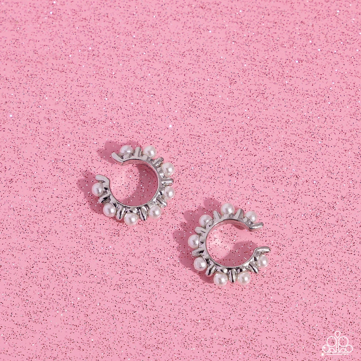 Bubbly Basic - White Cuff Earrings