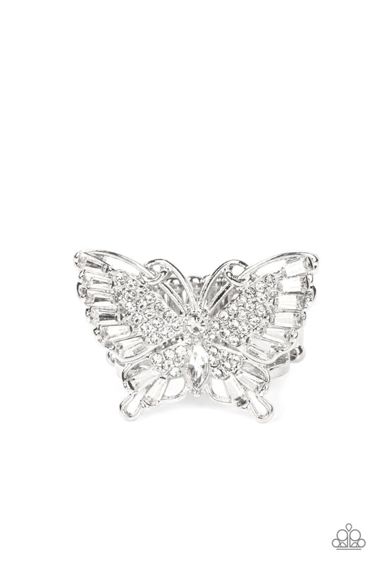 Fearless Flutter - White Paparazzi Ring